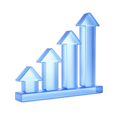 Bar charts and Arrow isolated on white background - Statistic icon. 3d rendering

