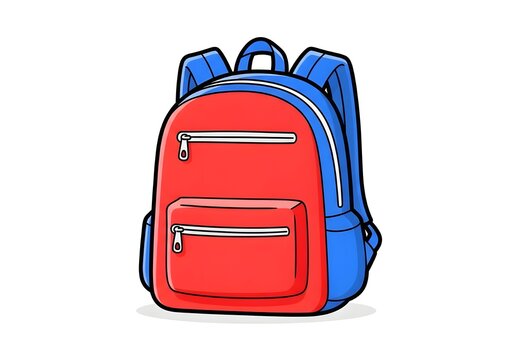 Simple red school bag isolated on white
