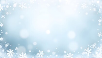 Soft Blue Background with Snowflakes and Bokeh Effect for Winter Theme Decoration