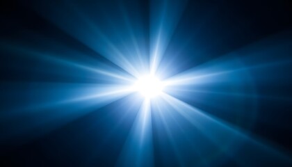 Fototapeta premium Bright Light Burst with Rays in a Deep Blue Background for Creative Design Projects