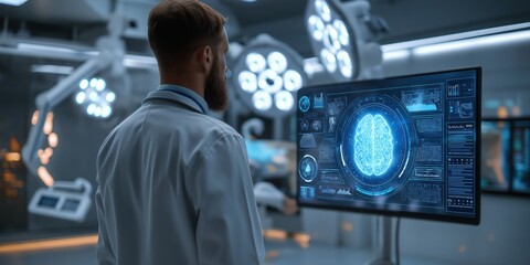 doctor analyzing neural data in smart healthcare system