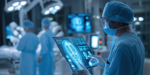 medical professional using augmented reality for brain imaging