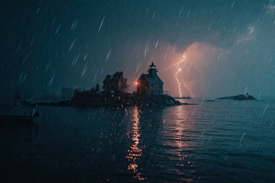 Stormy night at a coastal lighthouse (1)