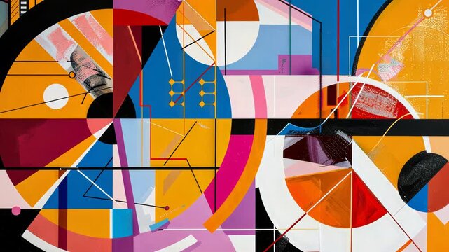 Bold colors and shapes in an abstract art piece resembling financial graphs and pie charts. Financial insights