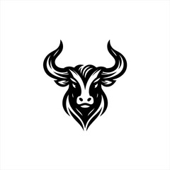 Obraz premium Stylized black and white bull head logo design