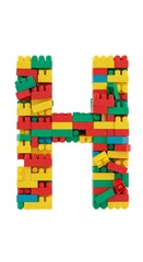 Letter H Built from Toy Building Blocks 