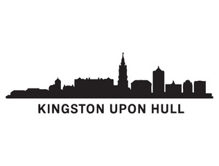 Kingston Upon Hull skyline silhouette. Vector illustration. Vector black silhouette. with white background.