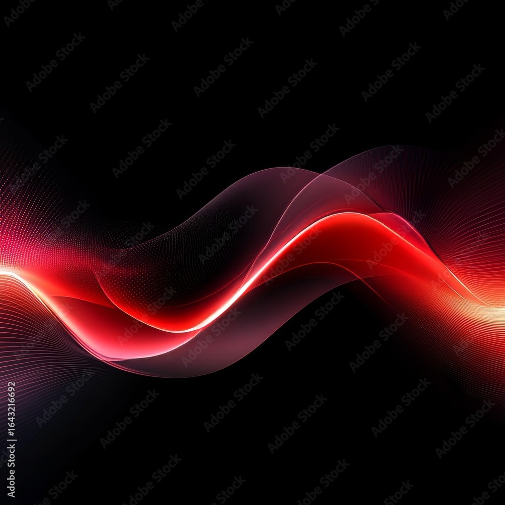 Poster dynamic red wave design on dark background, smooth motion curves for modern projects and templates