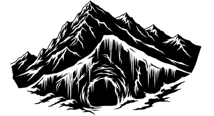 Fototapeta premium dramatic black and white mountain range illustration perfect for adventure exploration and naturethemed designs branding and print projects