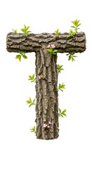 Letter T with Tree Bark Texture