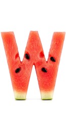 Letter W with Watermelon Texture