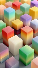 Obraz premium Abstract cubes in pastel colors, layered gradients