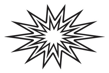 Abstract starburst explosion isolated on white background, a graphic design element with radial lines for decoration and vintage style illustration