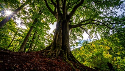 Fototapeta premium Large tree in lush forest