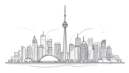Obraz premium City skyline line art sketch