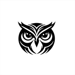 Fototapeta premium Stylized black and white owl head logo design