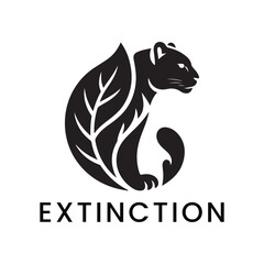Black panther silhouette with leaf and the word extinction below
