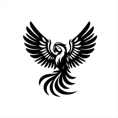 Obraz premium Stylized black macaw parrot in flight silhouette