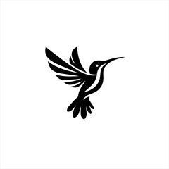 Fototapeta premium Stylized black hummingbird in flight on a white background