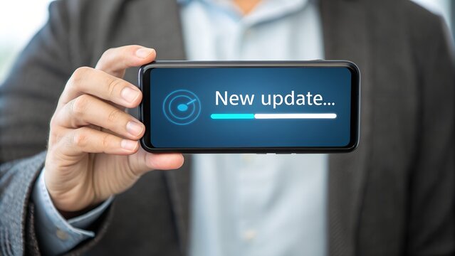 businessman, businessman holding phone, businessman smartphone, holding smartphone, smartphone, mobile phone, phone screen, update screen, loading screen, progress bar, software update, app update, sy