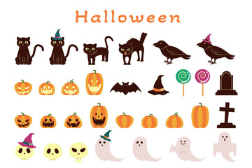 ハロウィンのイラストセットです