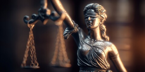 Lady Justice Statue with Scales, Symbolizing Law, Fairness, and Legal System Ideal for Justice Related Themes