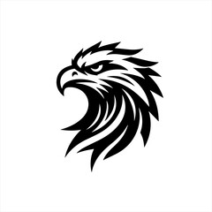 Obraz premium Stylized black eagle head emblem on white background
