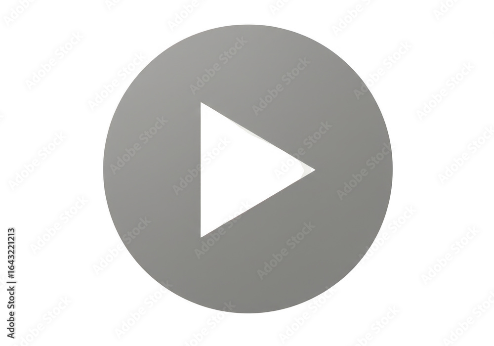 Poster a gray circle with a white triangle inside, representing a play button, isolated on a transparent ba