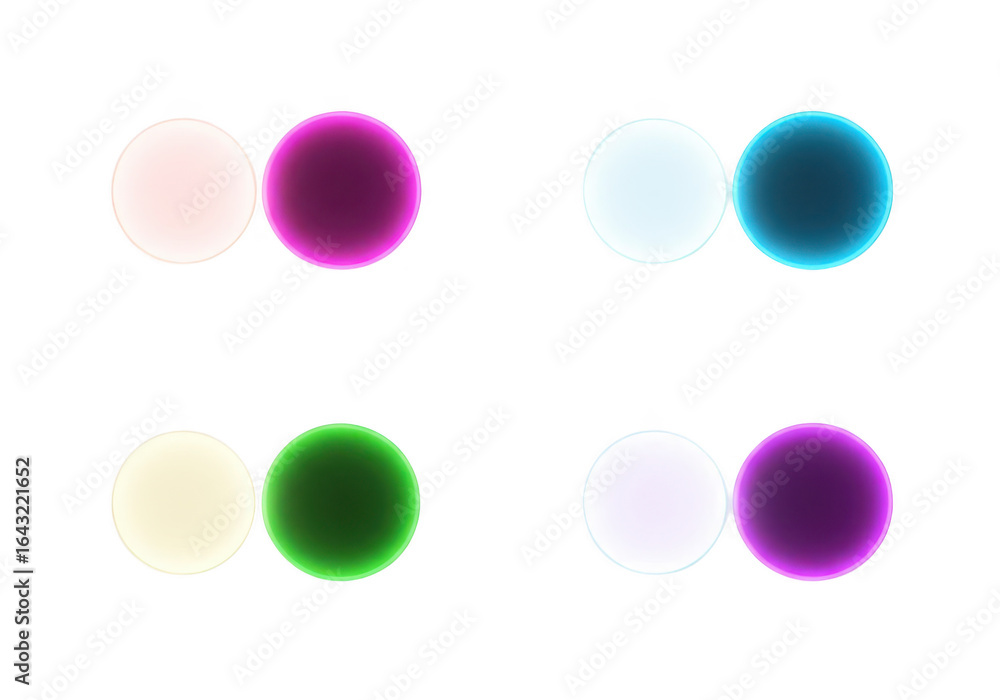 Poster four pairs of colorful abstract blurred circles isolated on transparent background