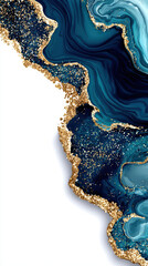 Deep ocean inspired resin geode pattern with swirls of blue and gold accents, creating luxurious and elegant design