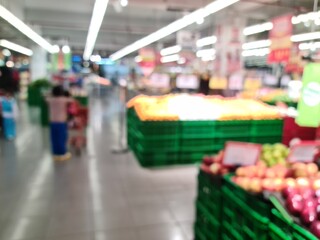 Defocused fruit section in a supermarket