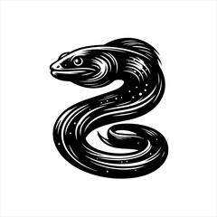 Fototapeta premium Stylized black and white illustration of a moray eel