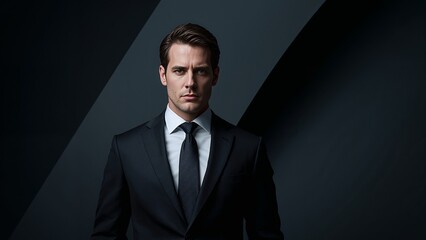 The Abstract Leader - A sleek digital wallpaper featuring a male businessperson in a dark, well-fitted suit