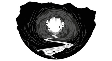 mysterious cave entrance discover the hidden path to adventure exploration and inner strength perfect for branding game design and fantasy illustrations