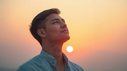 The Entrepreneur's Vision - An inspirational digital wallpaper of a male businessperson, looking up and to the side with a visionary expression