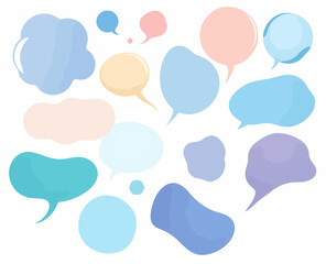 Colorful vector illustration set of communication speech bubbles, icons, and comic talk shapes