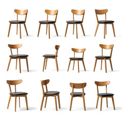 Single chair at different angles isolated on a white background .