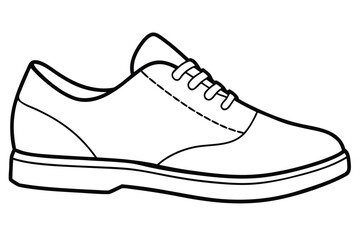 Isolated outline shows laced shoe with a defined sole
