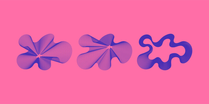 Geometric echo forms. Circular line-based shapes with sound and motion flow. Abstract vector icons.