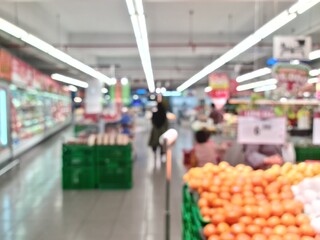 Defocused fruit section in a supermarket