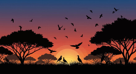serene african sunset silhouette perfect for travel wildlife and conservation projects evoking peace tranquility and the beauty of nature