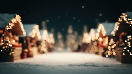 Charming winter market snowy landscape night scene festive atmosphere cozy environment holiday spirit
