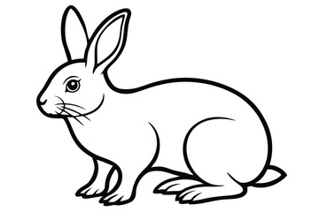 Obraz premium Outline of a cute rabbit is shown in profile on a white background