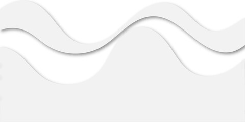 A minimalist abstract background featuring a flowing, wavelike pattern of layered shapes in soft beige and white with subtle drop shadows, creating a serene and smooth, almost fabric-like texture.