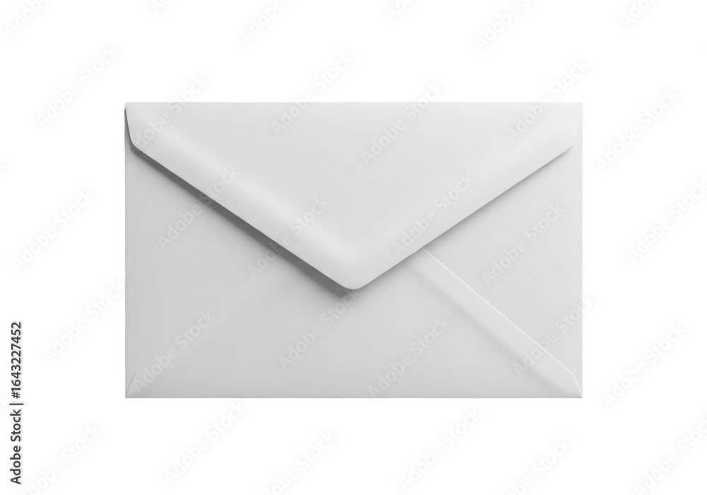 Poster a single white envelope isolated on a transparent background, representing communication and corresp