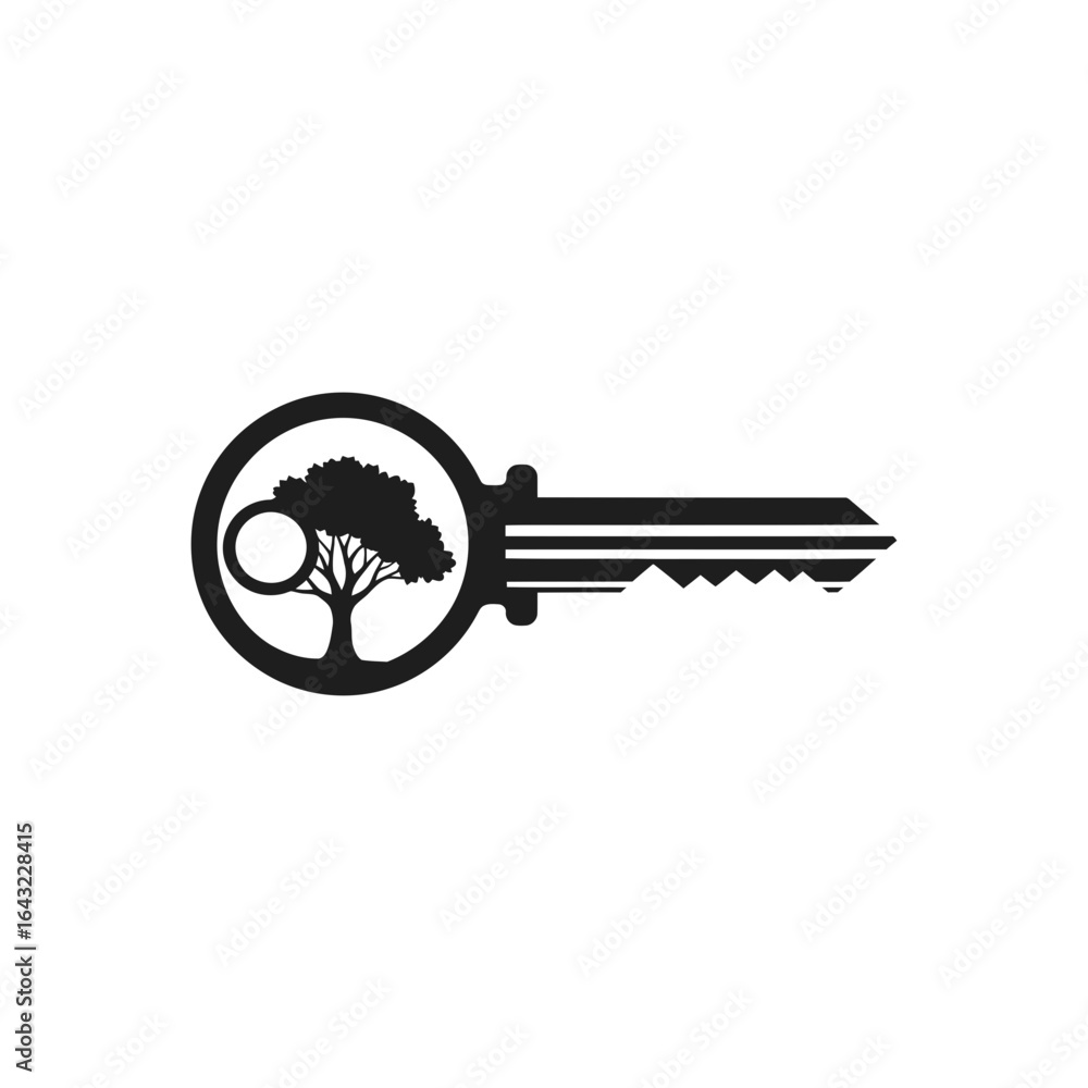 Poster a stylized key icon features a tree silhouette within the key's circular head.