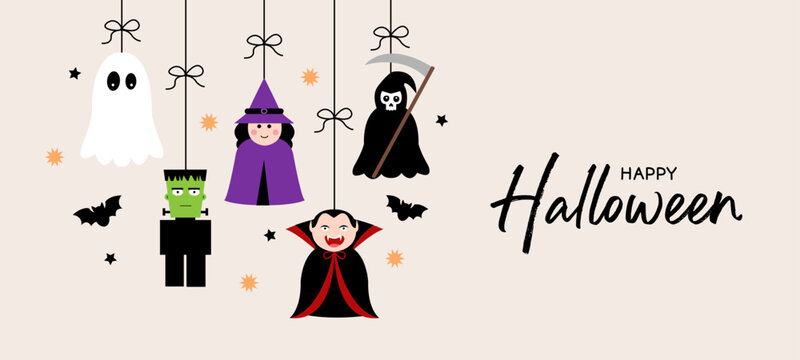 Halloween banner or card. vector illustration.