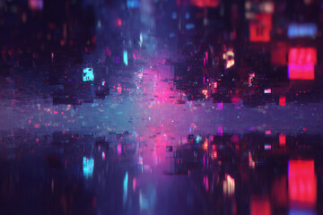 Fototapeta premium Abstract digital glitch art with vibrant pixelated colors and dynamic distortion 