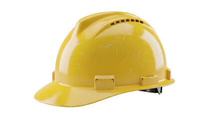 Fototapeta premium Yellow construction hard hat, isolated on transparent background