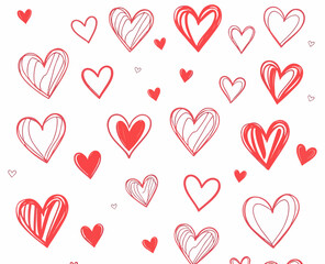 Seamless pattern with red hearts